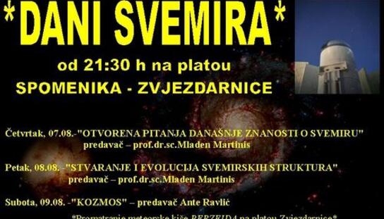 Makarska zvjezdarnica: Dani svemira počinju 7. kolovoza