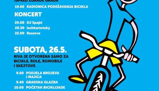 U subotu posebna regulacija prometa zbog održavanja Biciklijade: Gradska riva zatvorena za promet od 7, 00 do 12,30 sati
