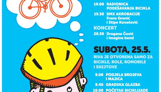 U subotu posebna regulacija prometa zbog održavanja Biciklijade: Gradska riva zatvorena za promet od 7, 00 do 12,30 sati