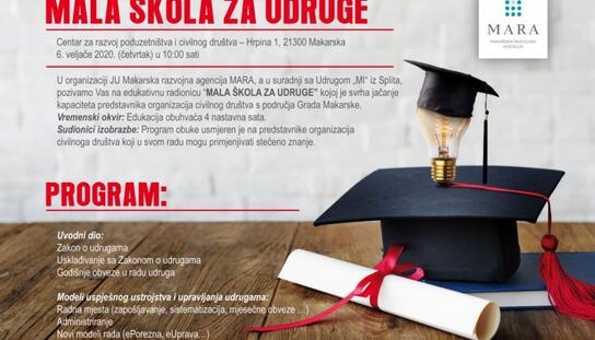 JU Makarska razvojna agencija MARA i Udruga ''MI'': Edukativna radionica Mala škola za udruge u četvrtak 6. veljače